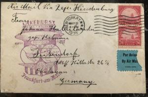 1936 New York USA Hindenburg Zeppelin FFC cover LZ 129 to Teisendorf Germany