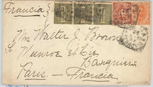 64143 - ITALIA REGNO - STORIA POSTALE : Tripla mista su BUSTA per FRANCIA 1898