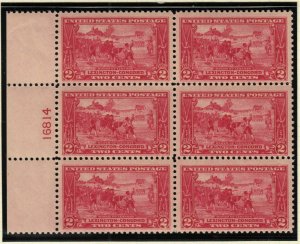 1925 Sc 618 Lexington-Concord MNH pristine OG plate block of 6