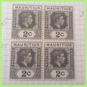 Mauritius - KGVI - 1938 Block Of 4 : 2cents Olive Grey Pristine Mint H / MNH
