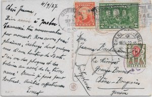 1927 Quebec Canada to Geneva, Switzerland w/Swiss Postage Due 1c & 2c (56810)