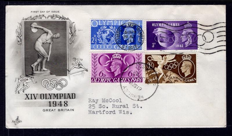 Great Britain 271-275 Olympics Artcraft Typed FDC