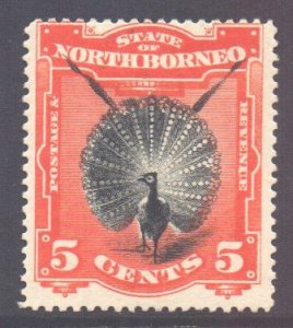 North Borneo Scott 62 - SG72, 1894 Argus Pheasant 5c MH*