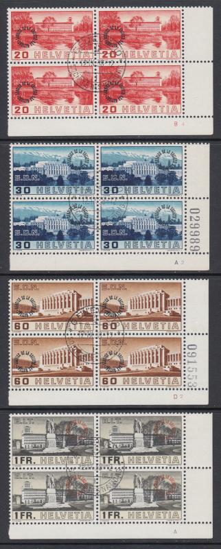 Switzerland Sc 2O61-2O64 used. 1938 League of Nations overprints, plate blocks