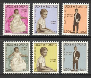 Luxembourg Scott B222-27 MNHOG - 1961 Prince Henri Set - SCV $7.05