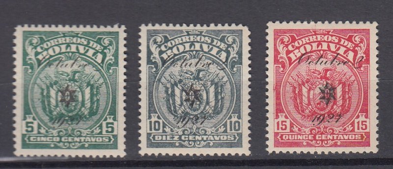 J39676 JL stamps,1927 bolivia set mnh #178-80 ovpt,s