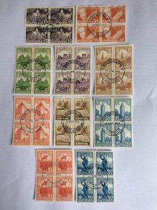 Denmark x10 blocks of 4. Used unhinged. Lot D