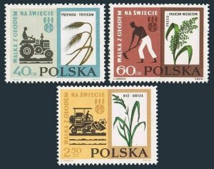 Poland 1963 Sc#1112/1114   Freedom from Hunger/Tractor Set (3) MNH