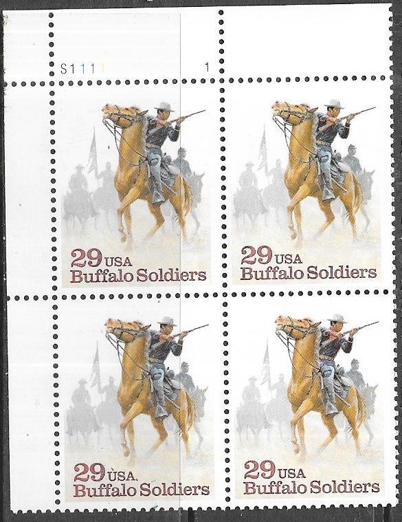 US#2818  29c Buffalo Soldiers Plate Block  (MNH) CV $2.50