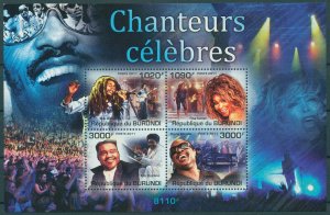 Burundi 2011 MNH Music Stamps Bob Marley Tina Turner Stevie Wonder Singers 4v MS