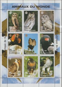 Guinea - 1998 souvenir sheet of 9 -Birds #1213-21 cv $16.50
