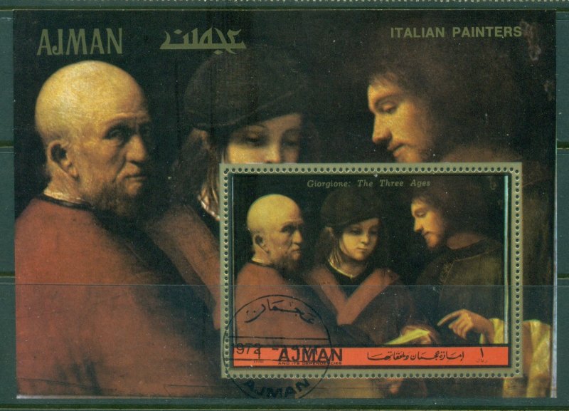 Ajman 1972 Mi#MS472A Italian paintings MS CTO