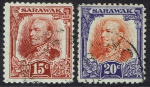 SARAWAK 1932 RAJA BROOKE 15C AND 20C USED