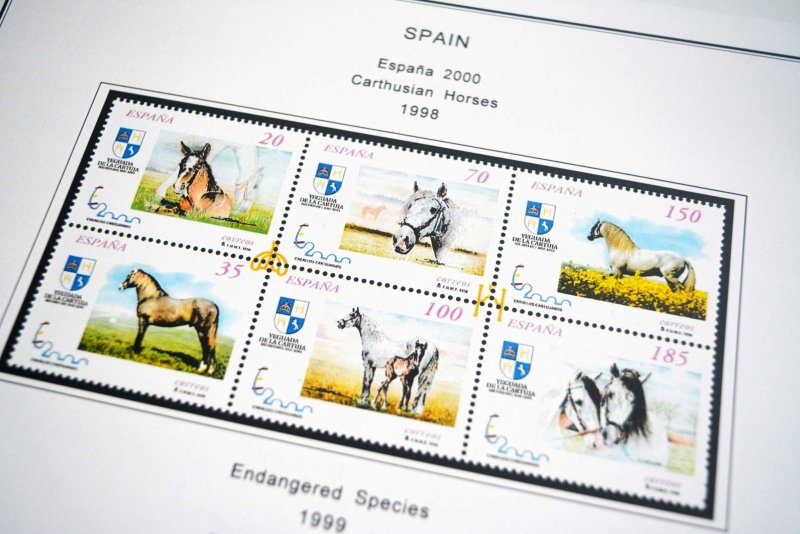 COLOR PRINTED SPAIN 1994-1999 STAMP ALBUM PAGES (58 illustrated pages)