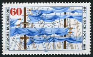 Germany 1337,MNH.Michel 1058. Gorch Fock,poet,dramatist,1980.Ships riding.