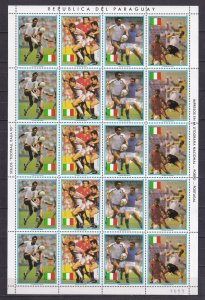 Paraguay 1989 Football World Cup Italy 1990 Big Sheet MNH