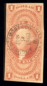 US Scott R68a Used $1 red Foreign Exchange Revenue Lot AR052 bhmstamps