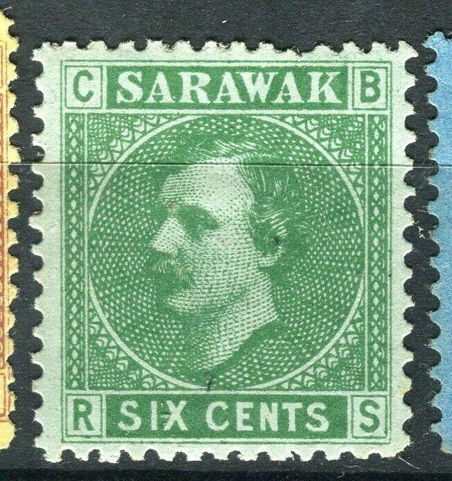 SARAWAK; 1875 early classic C.Brooke issue Mint unused 6c. value