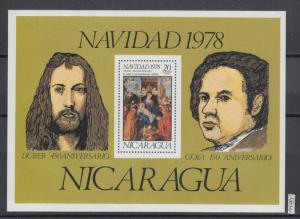 XG-AI581 NICARAGUA - Paintings, 1978 Christmas, Durer, Goya MNH Sheet
