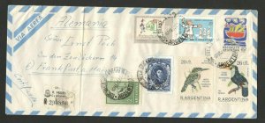 ARGENTINA TO GERMANY -TRAVELED R AIRMAIL LETTER-FAMOUS -BIRDS-CHILDREN'S-1969.