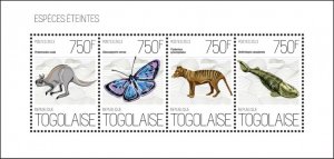 TOGO - 2013 - Extinct Species - Perf 4v Sheet - Mint Never Hinged