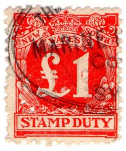 (I.B) Australia - NSW Revenue : Stamp Duty £1 (BFI perfin)