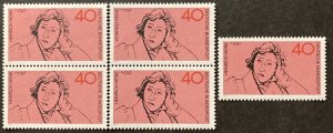 Germany 1972 #1098, Heinrich Heine, Wholesale Lot of 5, MNH, CV $4