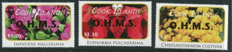 COOK ISLANDS #O70 -87 Single Set of 18 Stamps - O.H.M.S. FLOWERS - 25