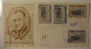 LIBERIA FDC ROOSEVELT 1945 CACHETED 1945 # 296-651