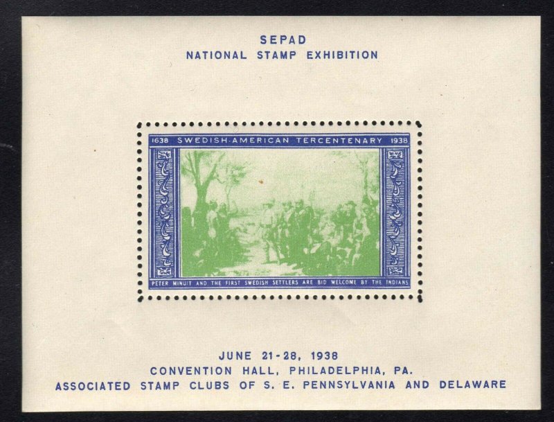 1938 SEPAD Swedish American Stamp Exhibition 4 Souvenir Sheets with Booklet 