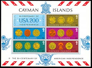 Cayman Islands 376a, MNH, American Bicentennial souvenir sheet, State Seals