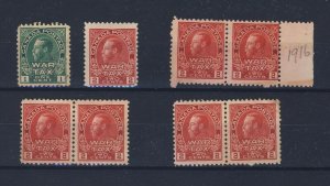 8x Canada Mint Admiral War Tax Stamps  MR1-1c MR2-2c 3x Pairs MR2-2c GV= $100.00