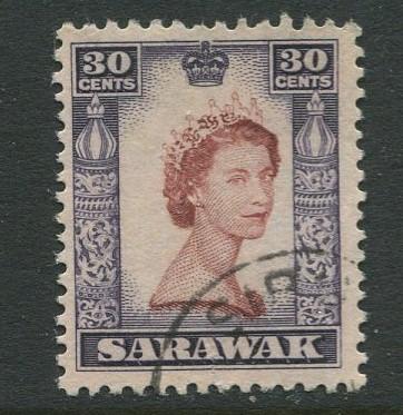 Sarawak -Scott 207 - QEII Definitives - 1955 - FU - Single 30c Stamp