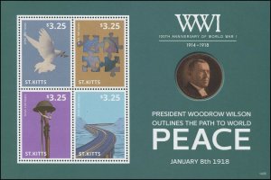 St. Kitts 2015 Sc 882 Birds Dove Woodrow Wilson CV $9.75