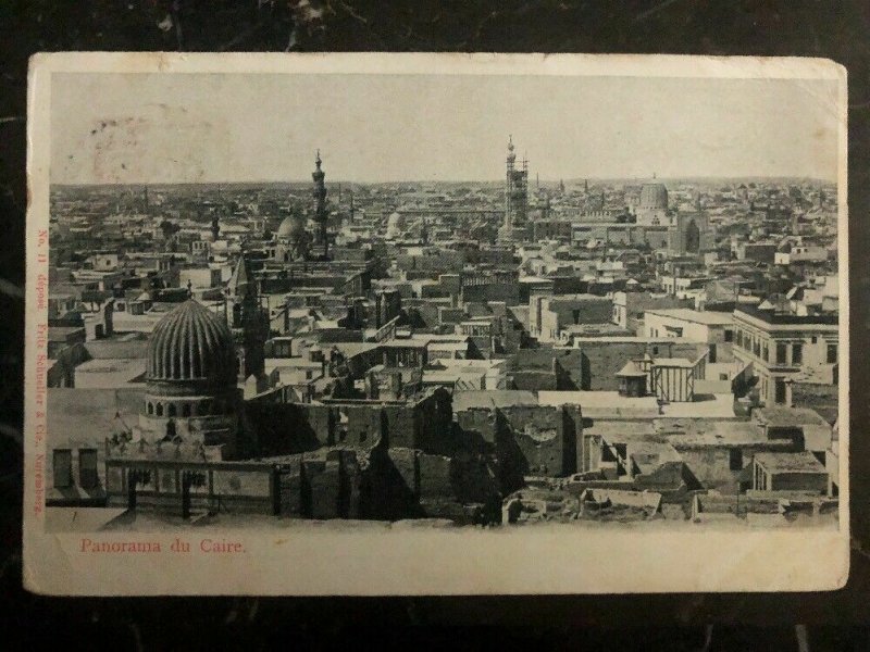 1909 Penang Straits Settlements RPPC Postcard Cover To Glasgow Cairo Panorama