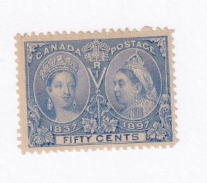 CANADA # 60 VF-MLH Q/VICTORIA DOUBLE HEAD 50cts JUBILEE SCARCE CHALKY BLUE