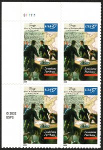 USA Sc. 3782 37c Louisiana Purchase 2003 MNH plate block