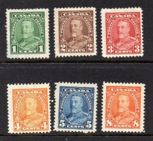 Canada Sc 217-22 1935 George V low value stamps mint