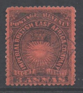 KUT British East Africa Scott 18 - SG8, 1890 Victoria 3a used