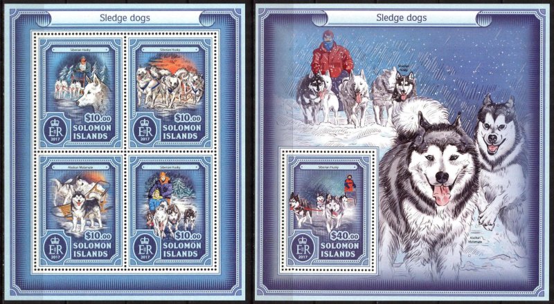 Solomon Islands 2017 Sledge Dogs sheet + S/S MNH