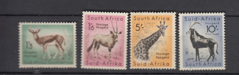 J25917  jlstamps 1954 south africa hv.s of set mh #209-10,212-3 wmk 201 animals