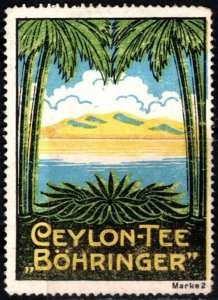 Vintage Germany Poster Stamp Böhringer Ceylon Tea Unused No Gum.