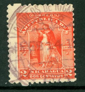 Nicaragua 1894 Seebeck 2¢ Victory Postally Used B605 ⭐⭐⭐⭐⭐⭐