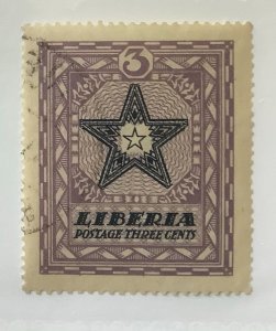 Liberia 1923  Scott 217 CTO - 3c,   Liberian Star