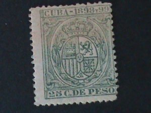 CUBA-1875-SC#64 ERROR- COAT OF ARMS- 25 C MISSING  SOME COLOR ON TOP MH VF