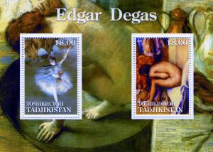 Tajikistan 2001 EDGAR DEGAS Paintings Mini Sheet Perforated Mint (NH)