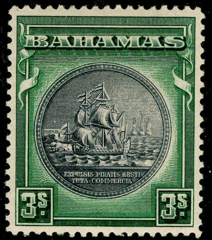 BAHAMAS SG132, 3s Slate-Purple & Myrtle-Green, LH MINT. Cat 38.