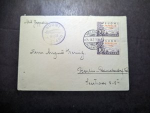 1930 Finland Scarce Zeppelin Overprint Stamps Cover Helsinki to Berlin Germany