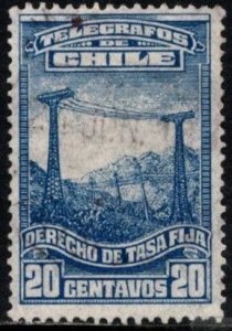 1929 Chile Revenue 20 Centavos Tax on Telegraph Receipts Stamp Used