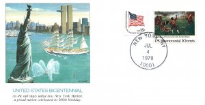 UNITED STATES BICENTENNIAL CACHET COVER CANCELLED JULY 4 1979 UPRATED STAMPS